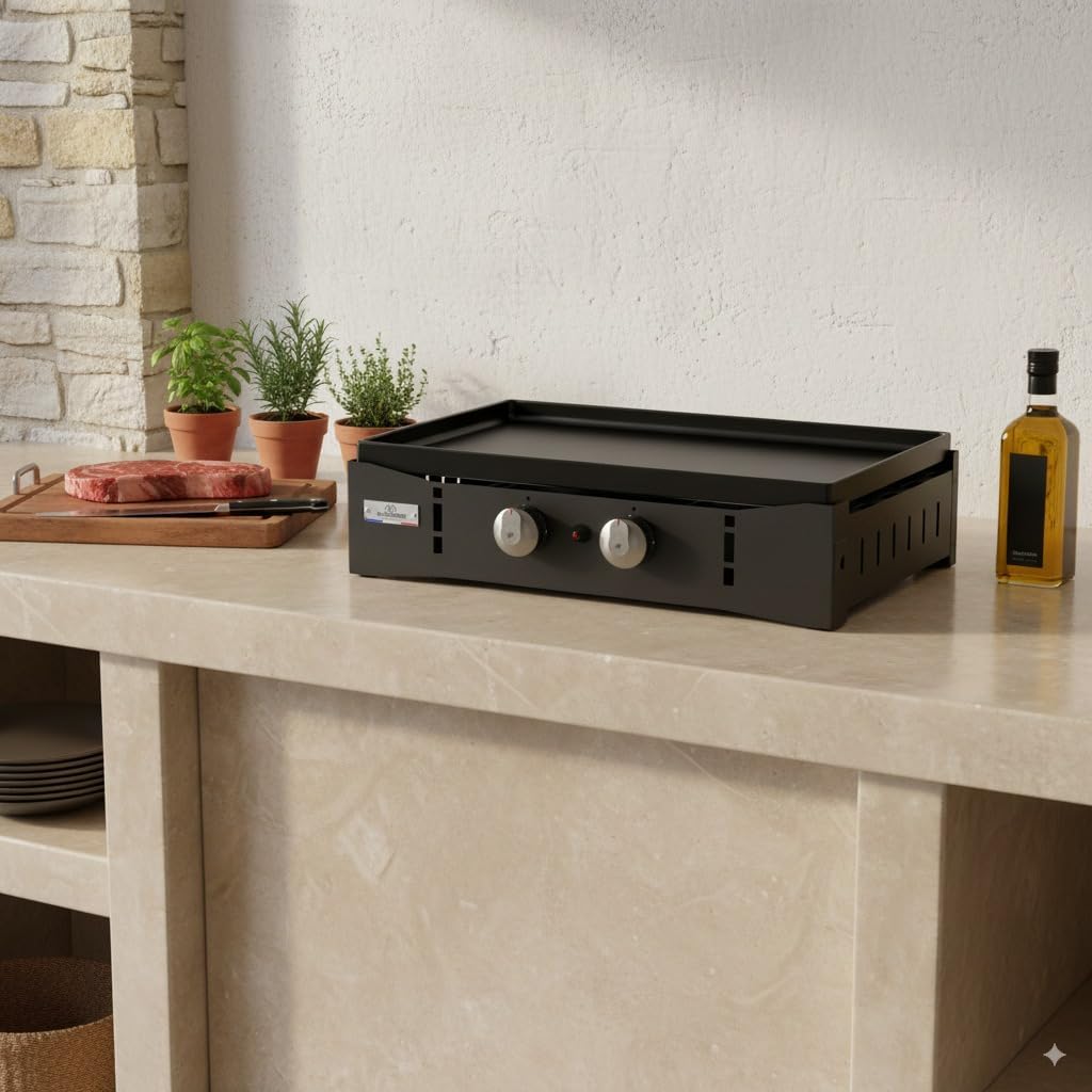 Marque - bleujardin Plancha Ora Gaz - 260 Noire - Plancha gaz robuste et compacte, surface de cuisson large.