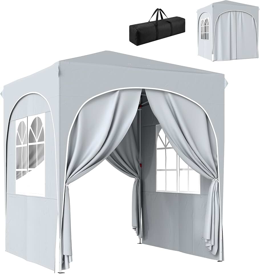 bleujardin - tonnelle pop up - 2x2 m - réglable UV50+ 4 parois, gris clair