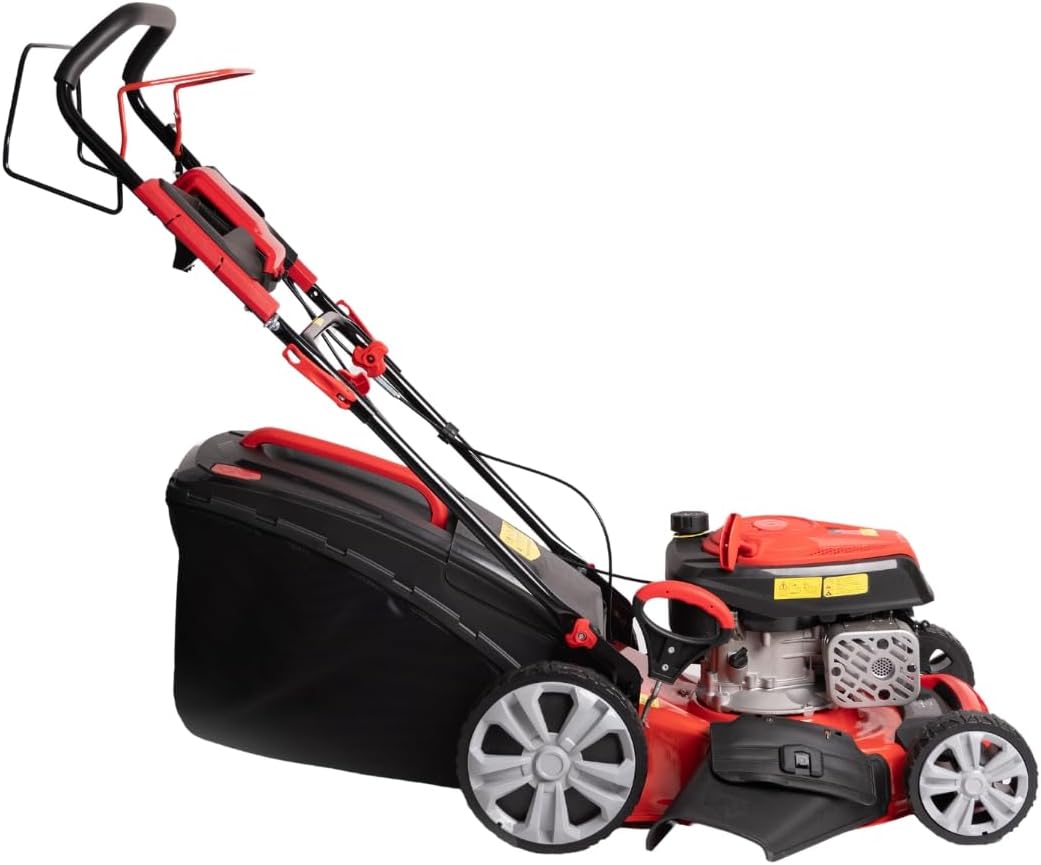 bleujardin Tondeuse à gazon à explosion automotrice 4in1-4 CV, Tondeuse à gazon thermique autoportée - Moteur 170cc 4 temps avec autotraction - Largeur de coupe 51 cm - Mulching - Panier de collecte 60L