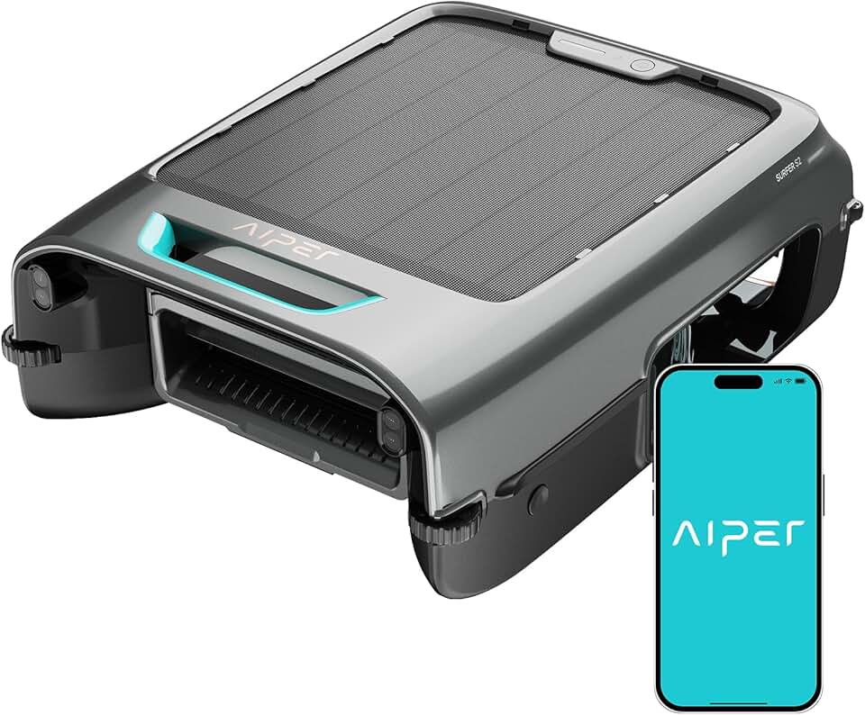 bleujardin EcoSurfer S2 Robot Skimmer de Piscine Solaire, Robot Piscine sans Fil avec Application, Nettoyage de Surface 24/7, Charge Solaire & Secteur, Détection Intelligente d'obstacles, Filtre 150 µm
