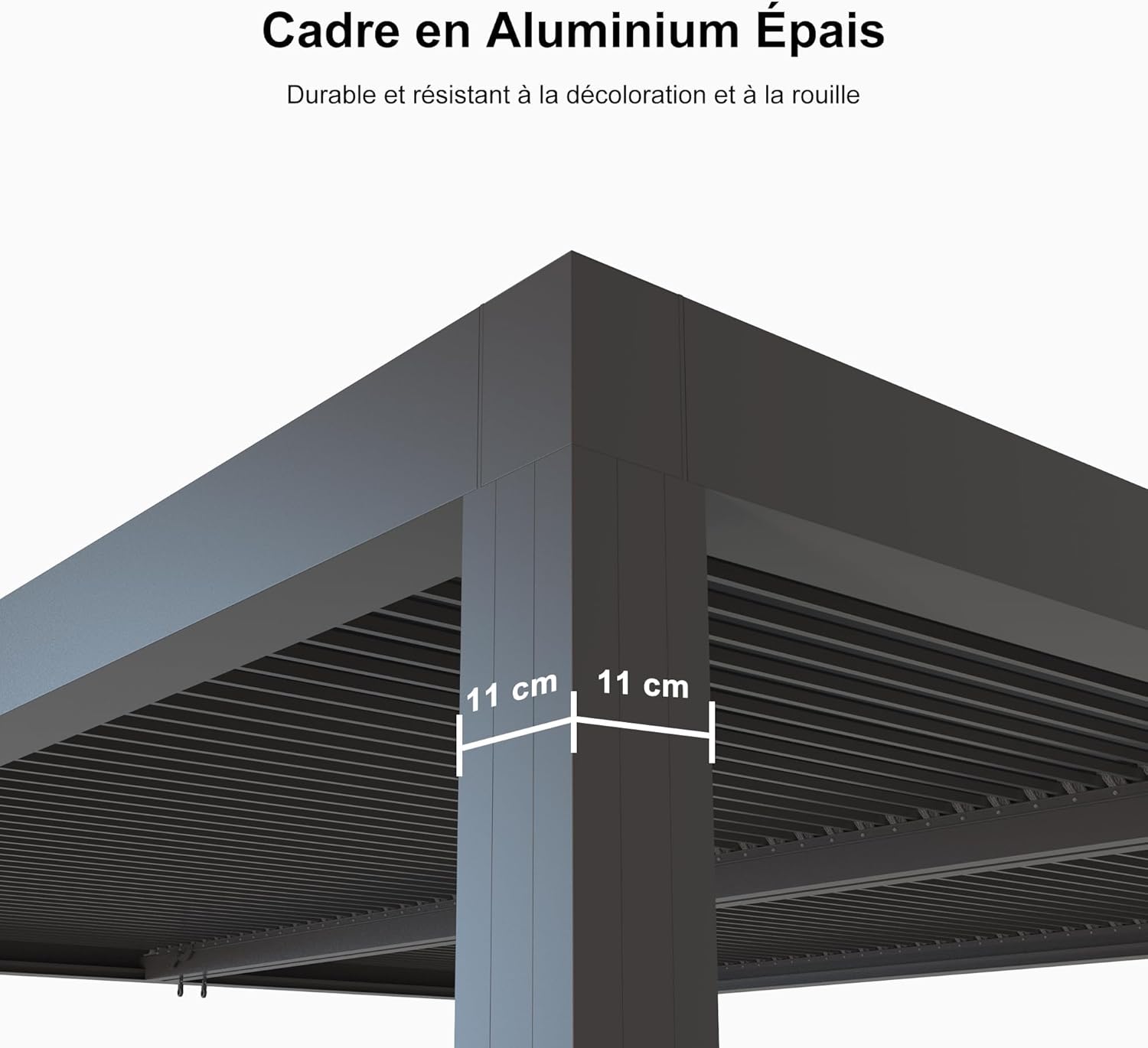 bleujardin - Pergola bioclimatique série aluminium - 4,6x3,3 m - lames orientables, éclairage intégré