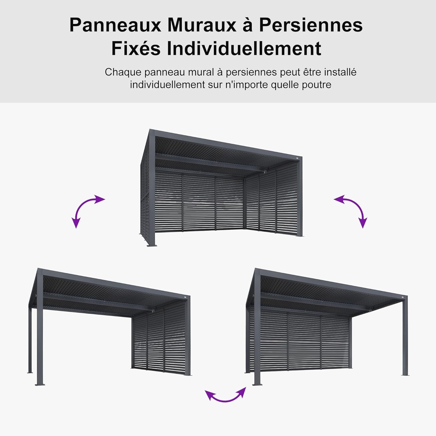 bleujardin - Pergola bioclimatique - 4,24x3m - aluminium, persienne fixe, lames orientables