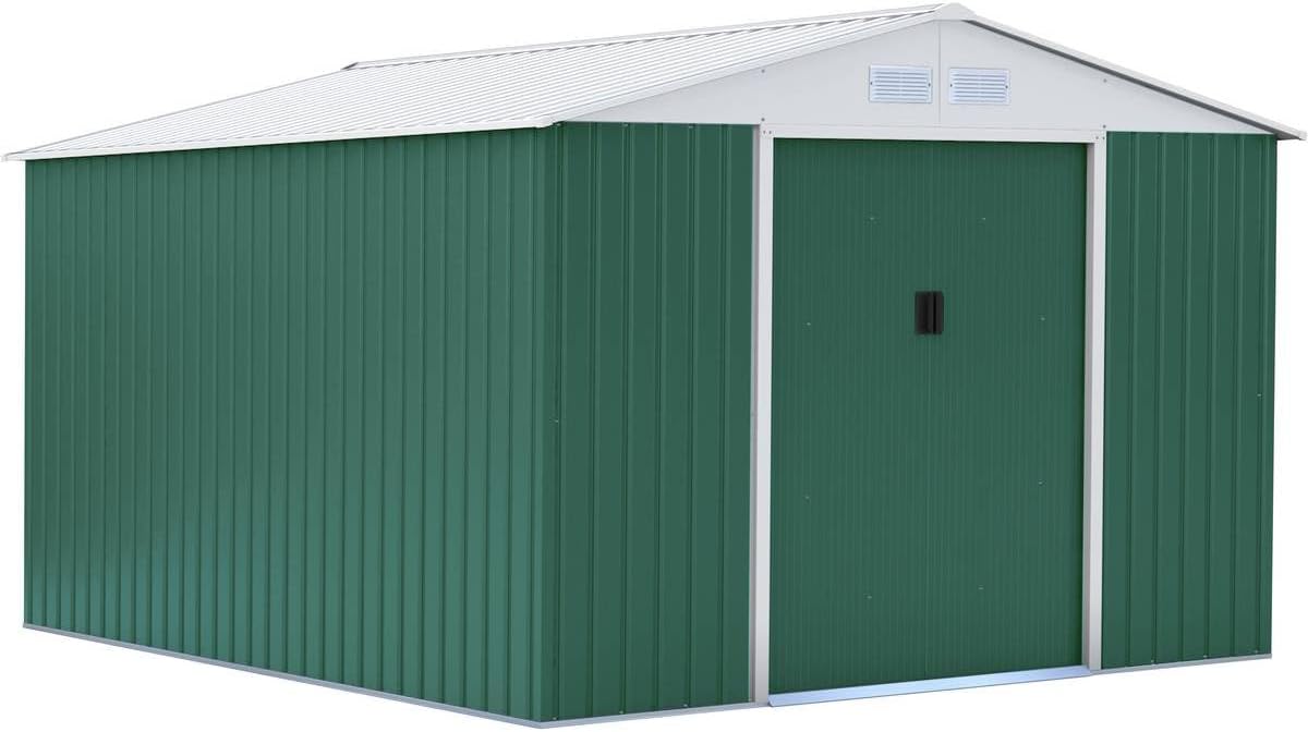 bleujardin Abri de Métal Rosas, 10.85m² 1299_78620 Vert/Blanc