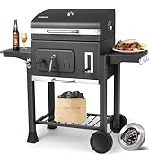 bleujardin Barbecue Charbon de Bois, Chariot à Barbecue XXL, Grand Grill à Charbon avec Couvercle, 2...