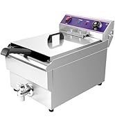 bleujardin Friteuse électrique,16LCommerciale friteuse avec valve de vidange acier inoxydable,Profes...