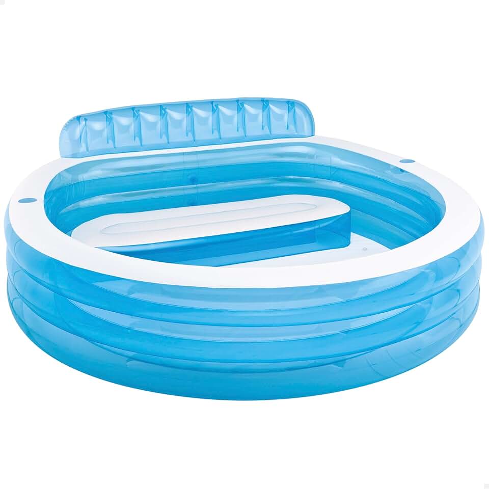bleujardin - Swim Center Family Lounge - 229x218x76 cm - Piscine avec sièges - 57190NP