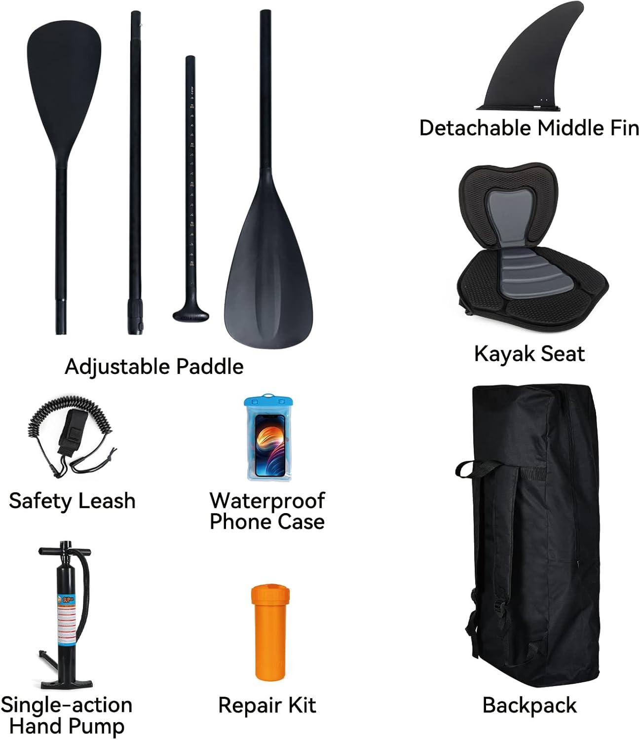 bleujardin - Paddle gonflable adulte - 320/335cm - 2 places, siège kayak, pagaie alu, support caméra, pompe, 150kg