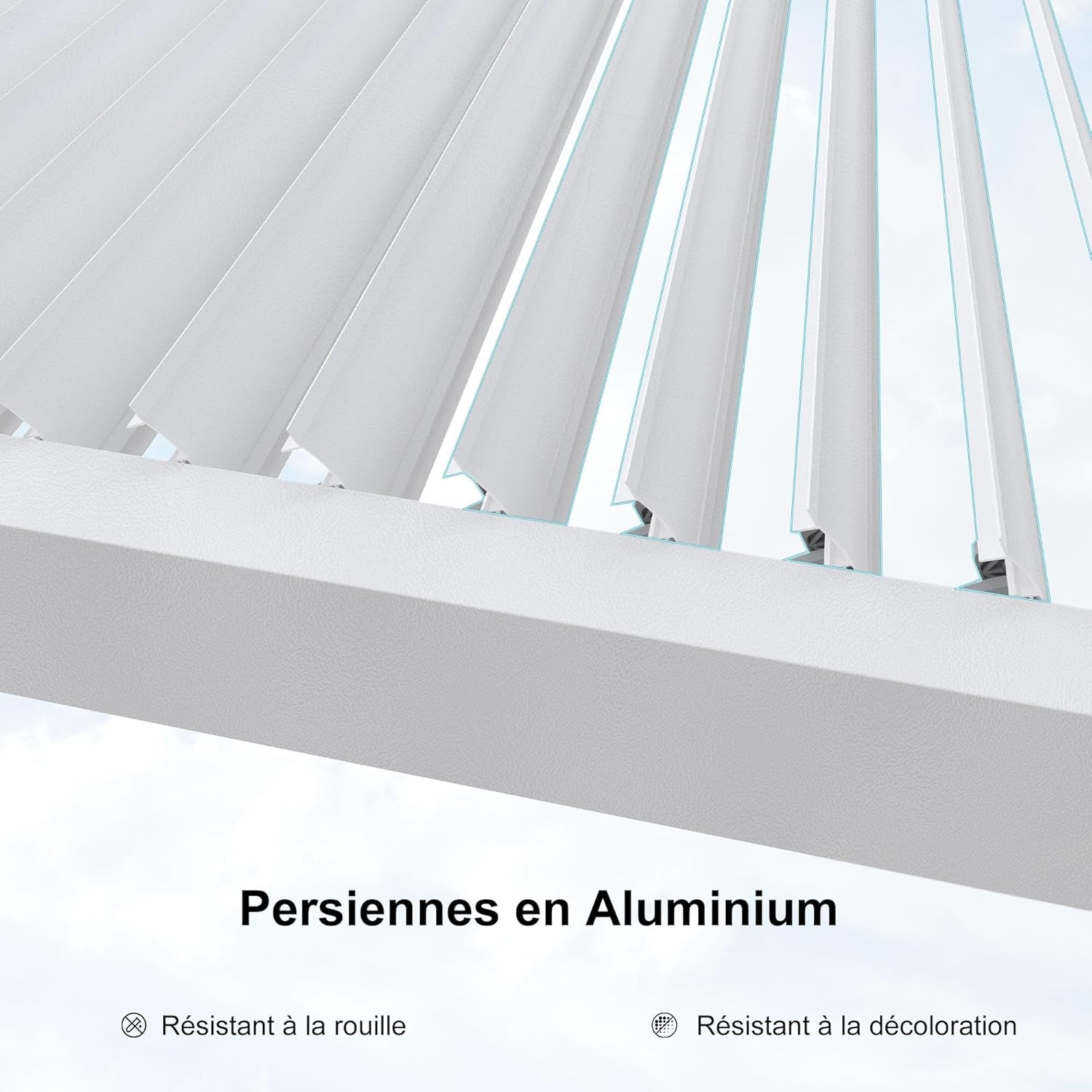 bleujardin - pergola bioclimatique - 4,24x3m - aluminium, stores enrouleurs, lames orientables