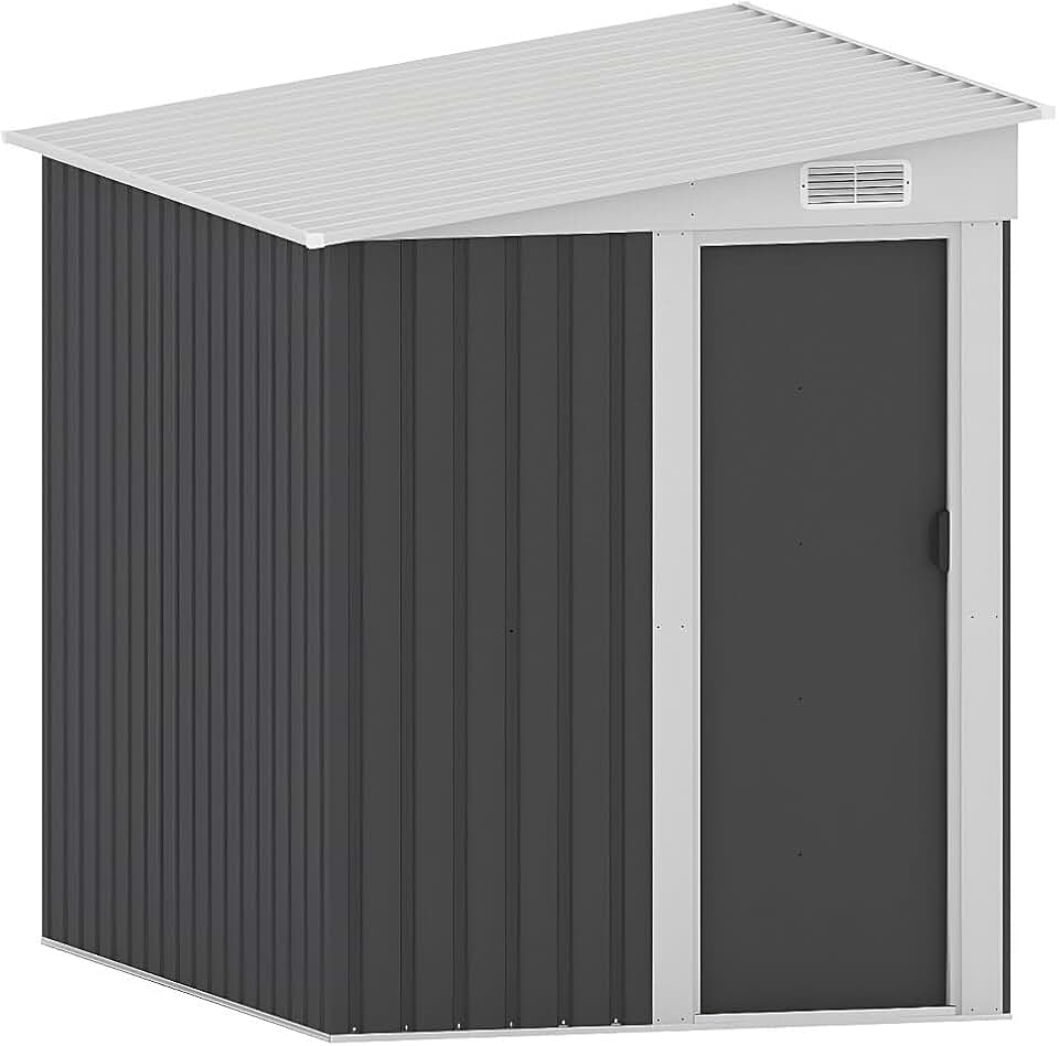 bleujardin - Daxton série - abri de jardin adossé 3,15 m² acier galvanisé anthracite