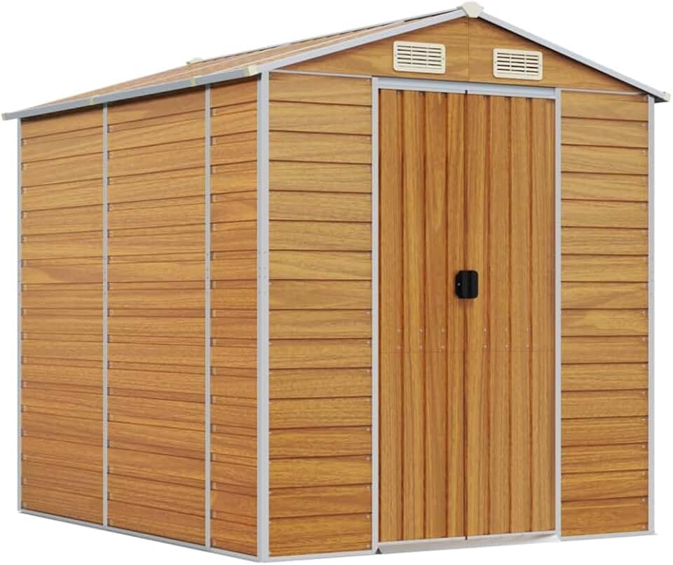 bleujardin - Abri de Jardin série - 191x215x198cm - acier galvanisé, marron clair