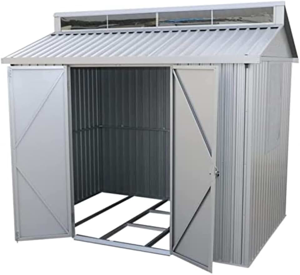 bleujardin - ALU - 8x6 - abri jardin alu, lucarne, fondation, fenêtre, portes verrouillables