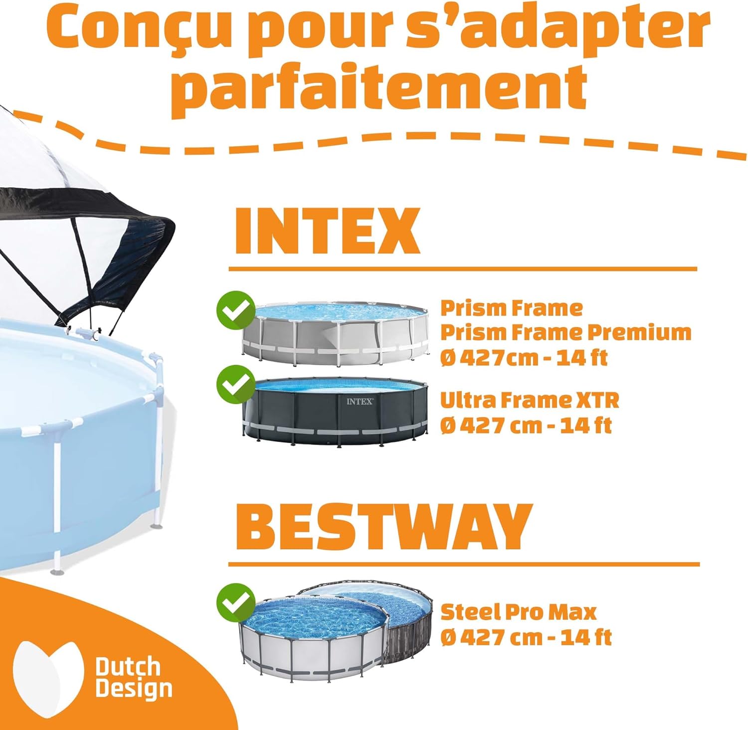 bleujardin - Dôme Piscine Universel ø 427 cm Transparent pliable - 427CM