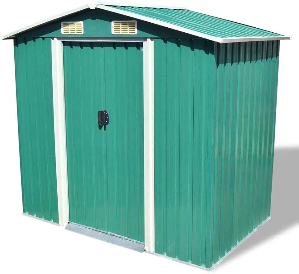 bleujardin - abri de jardin métal - 204x132x186 cm - extérieur, vert