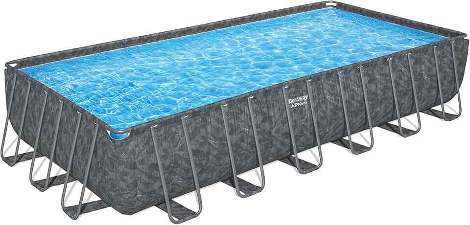 bleujardin Piscine Hors Sol rectangulaire APX 365-732 cm x 366 cm x 132 cm - Gris foncé