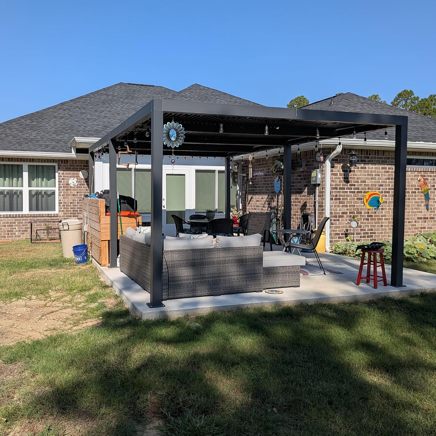 bleujardin - Pergola bioclimatique - 6x3,68m - aluminium lames orientables