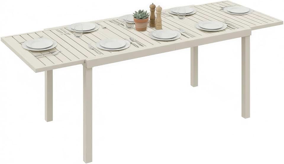 bleujardin - table extensible 150-225 cm - aluminium léger, 6-8 pers