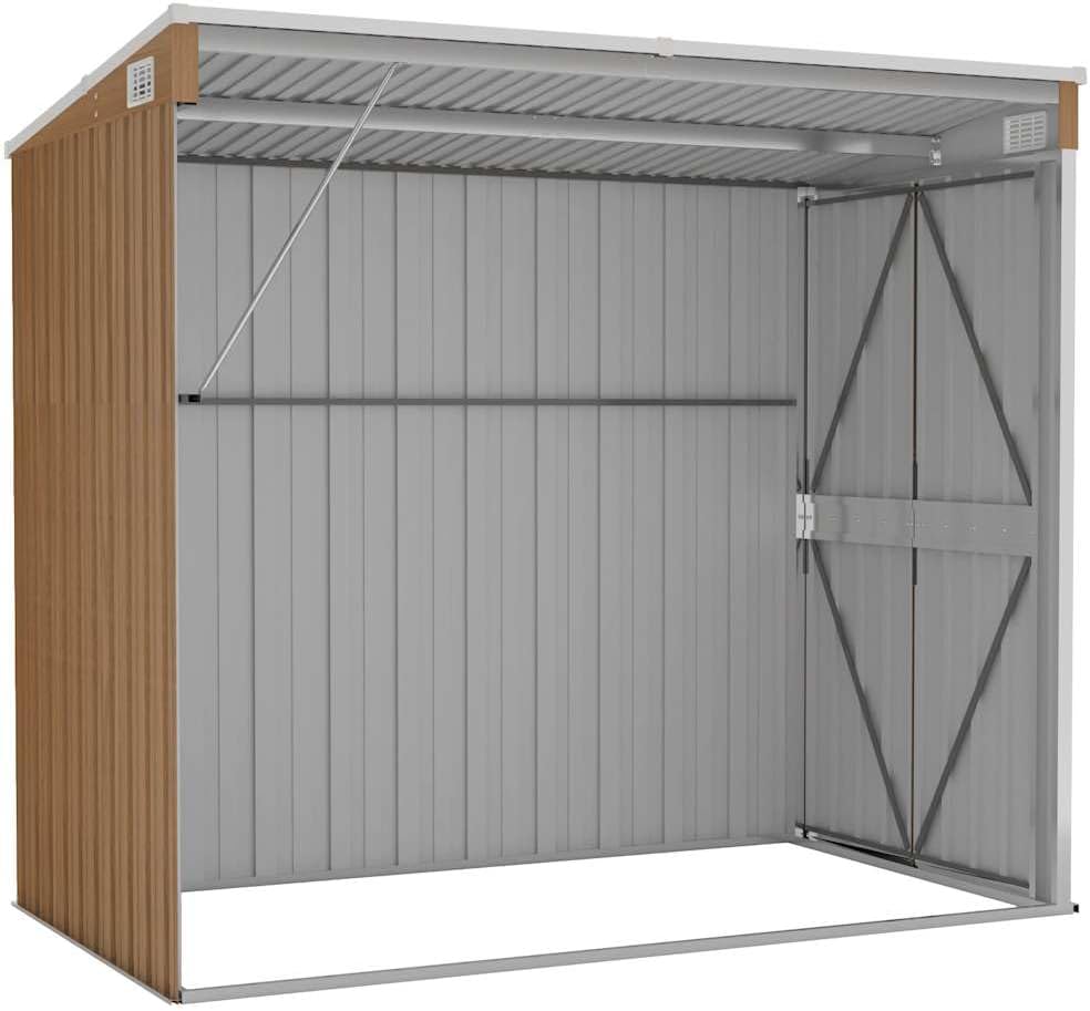 bleujardin Abri de Jardin Mural Marron 118x194x178 cm Acier galvanisé, Maison & Jardin, Pelouses & Jardins, Vie en extérieur, Structures extérieures, Cabanes & abris de Jardin, Brun, (Poids 31.54KG)
