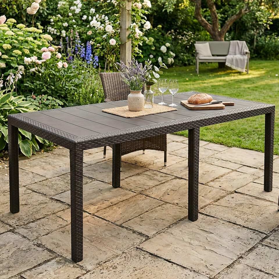 bleujardin - table extensible extérieur anthracite - 150x90x72 cm - Made in Italy