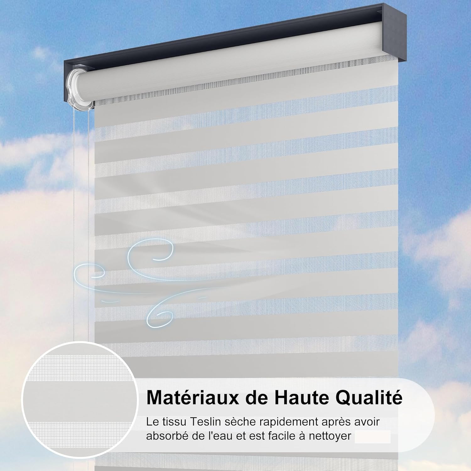 bleujardin - Pergola Bioclimatique 6x3,68m - aluminium, stores, lames orientables