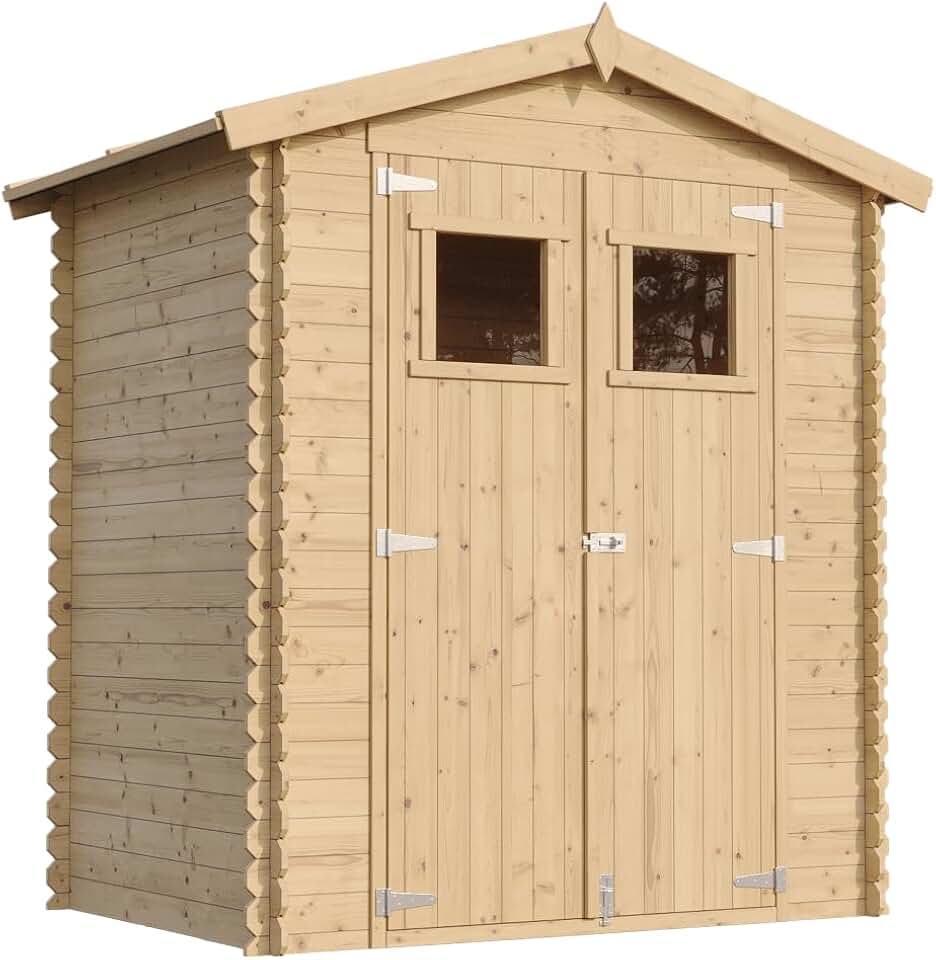 bleujardin - abri de jardin bois, 1.98 m², toit étanche, fenêtres, M367
