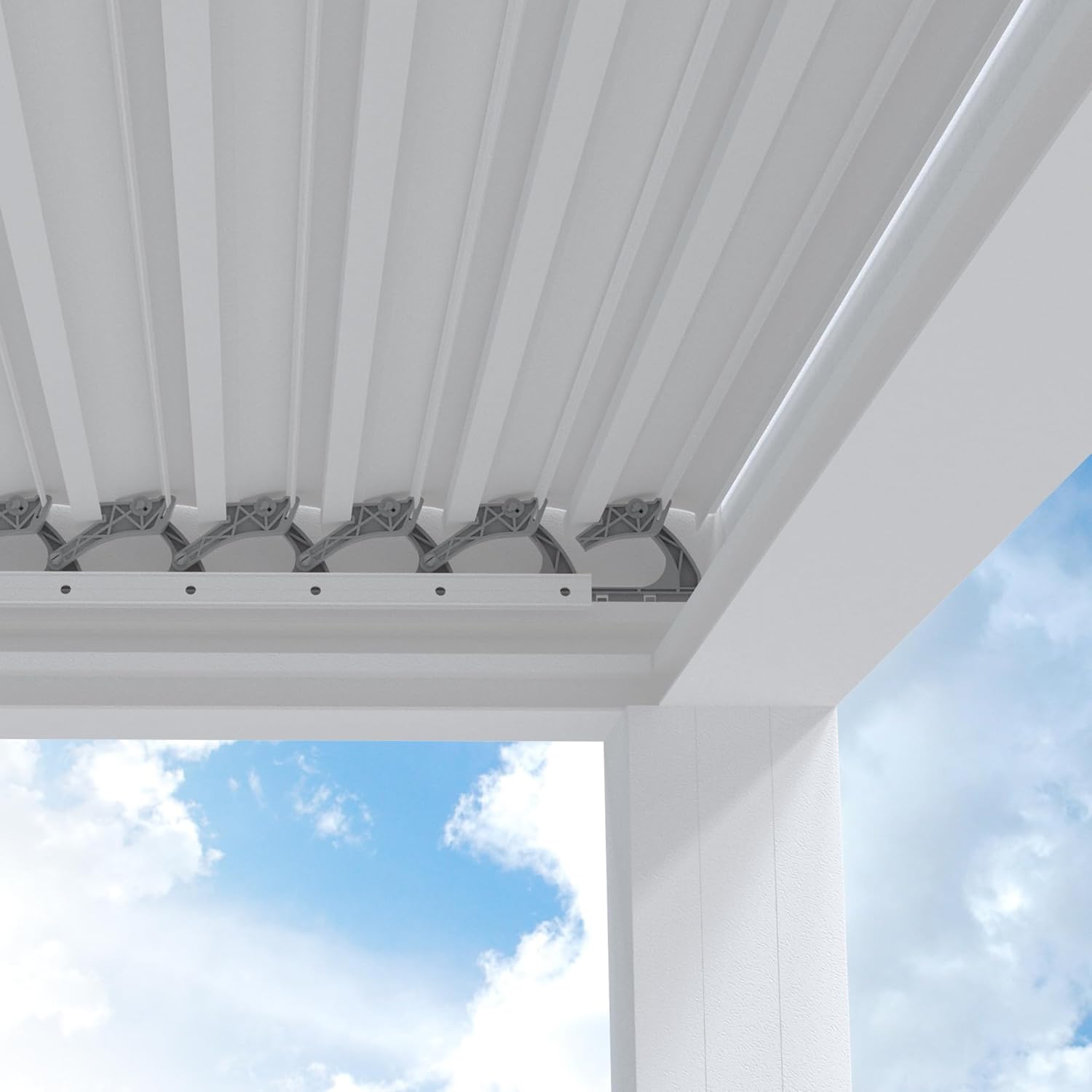 bleujardin - Pergola Bioclimatique - 4,24x3m - Aluminium, lames orientables, blanc