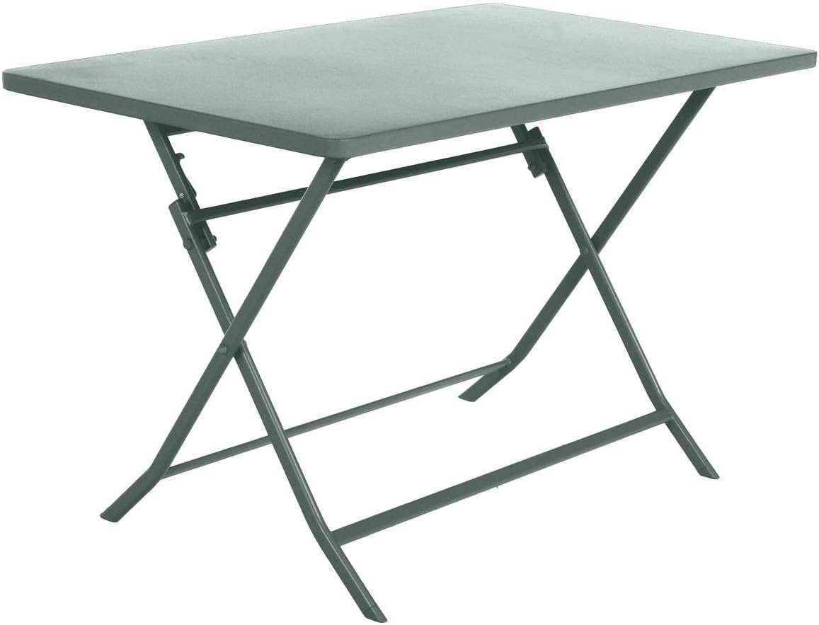 bleujardin - Greensboro - table pliante 4 places acier vert olive