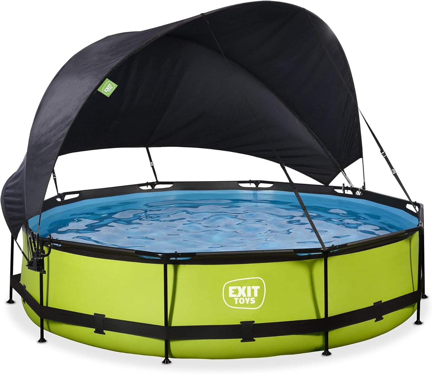 bleujardin Piscine Lime avec Voile d'Ombrage - ø360x76cm - Piscine Hors Sol Ronde avec Pompe Filtrante à Cartouche - Protection Optimale Contre Les Rayons UV - Entrée Basse - Design Unique - Vert
