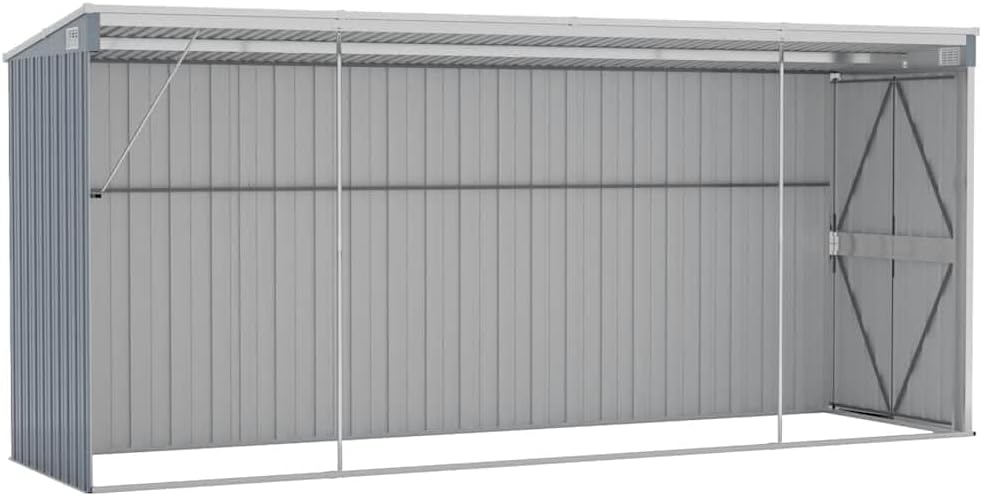 bleujardin Abri de Jardin Mural Gris 118x382x178 cm Acier galvanisé, Maison & Jardin, Pelouses & Jardins, Vie en extérieur, Structures extérieures, Cabanes & abris de Jardin, Gris, (Poids 47.9KG)