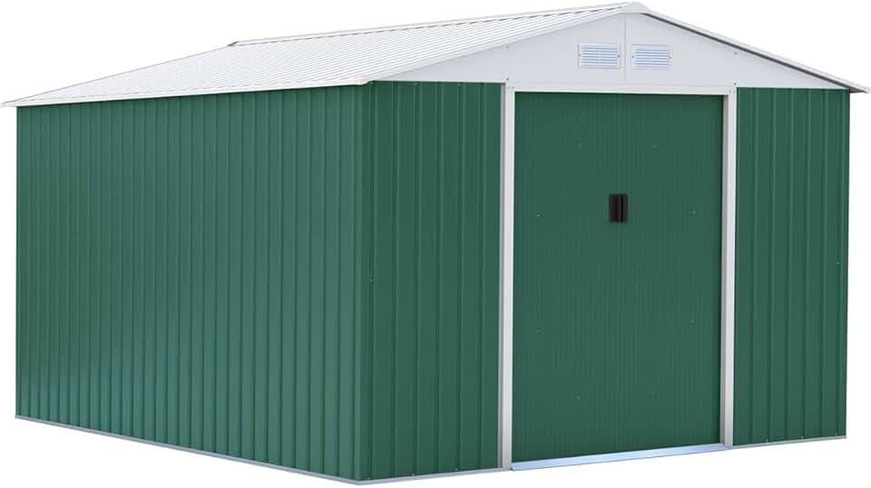 bleujardin Abri de Métal Rosas, 10.85m² 1299_78620 Vert/Blanc