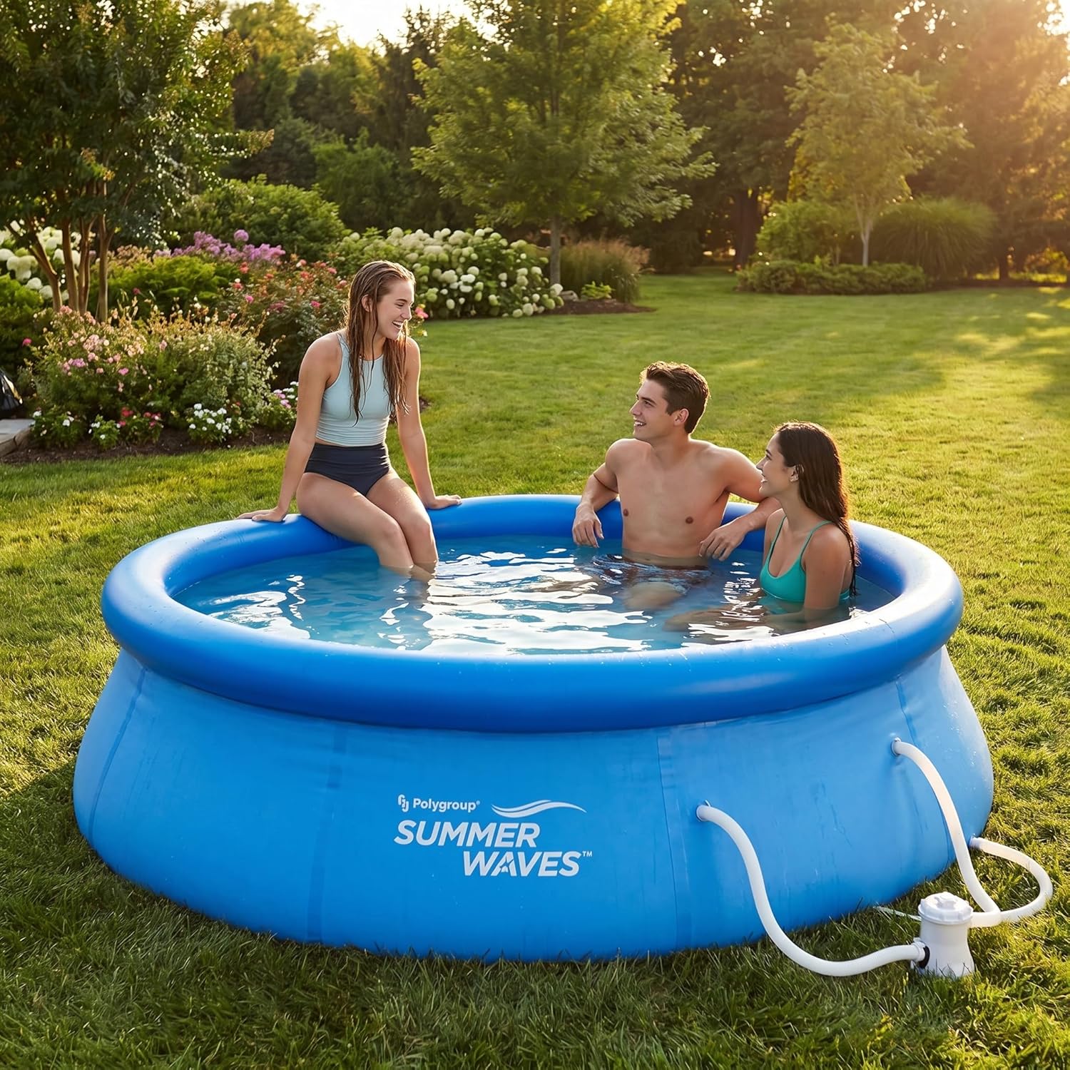 bleujardin Piscine de 366 x 91 cm, installation rapide, idéale pour la famille, avec pompe de filtration
