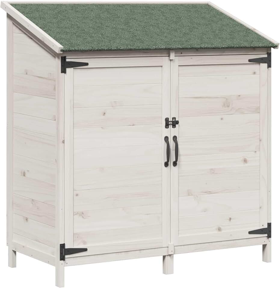 bleujardin - abri de jardin blanc, 106,5x56x113,5 cm, bois ingénierie, étanche