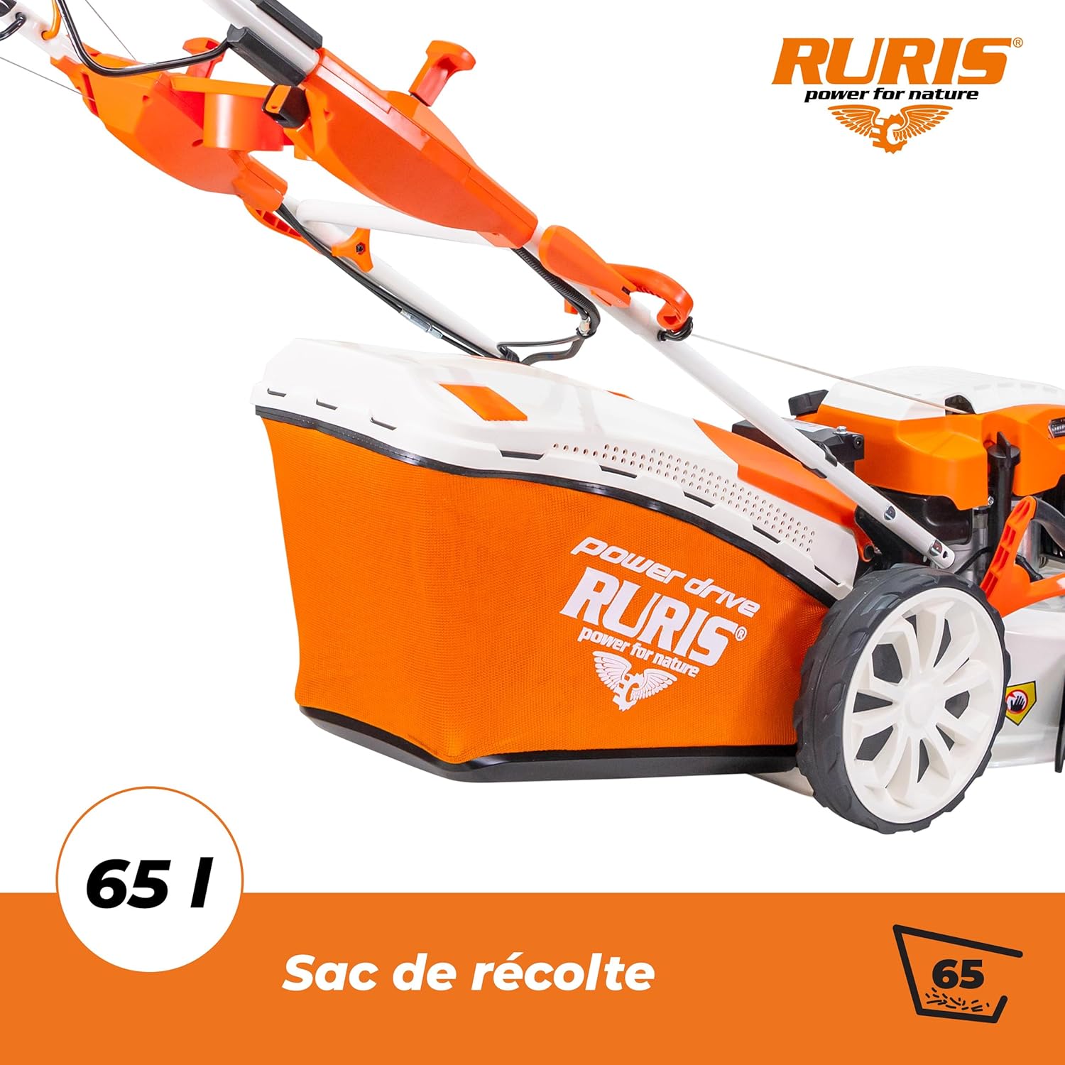bleujardin Tondeuse à Gazon Thermique 5 en 1 Mulching 5,7 CV 196cc RX500S, Orange