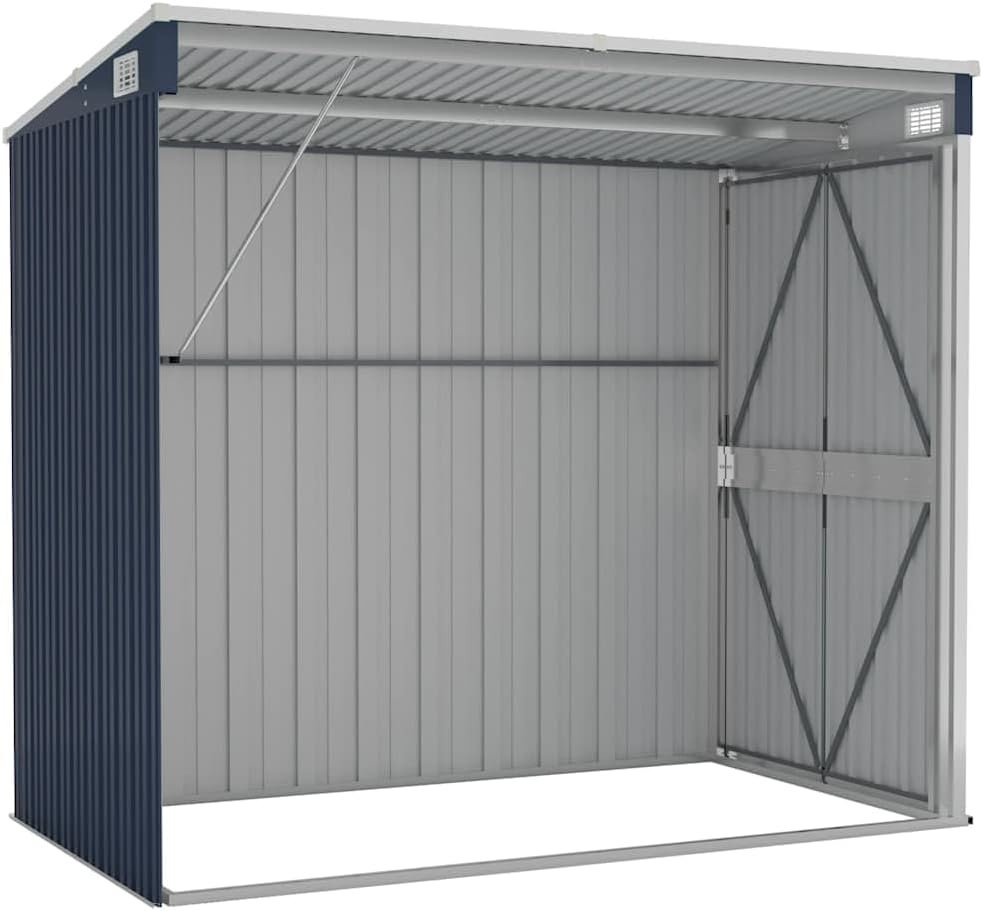 bleujardin Abri de Jardin Mural Anthracite 118x194x178 cm Acier