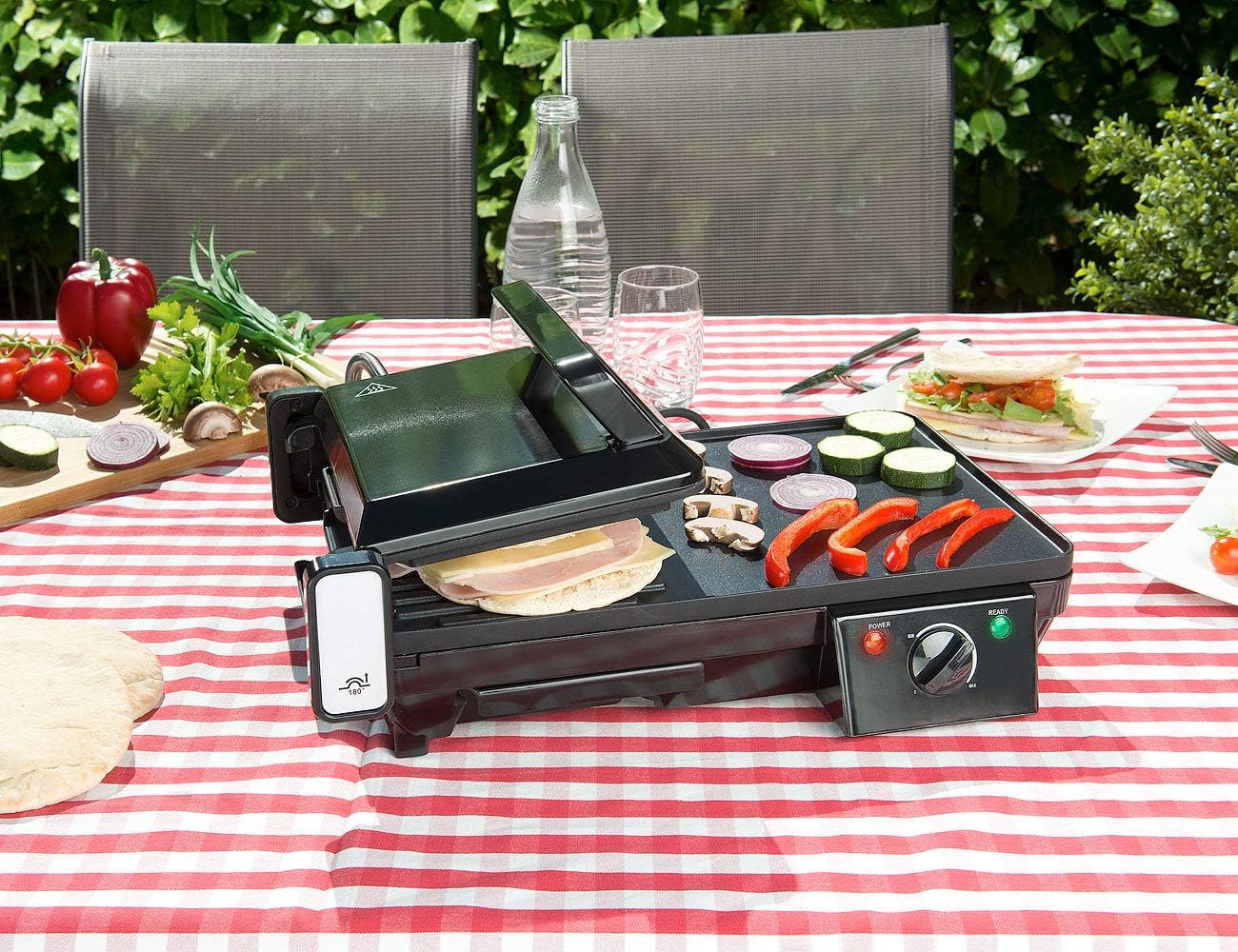 bleujardin - grille-plancha 2 en 1 2000W - table - cuisson rapide