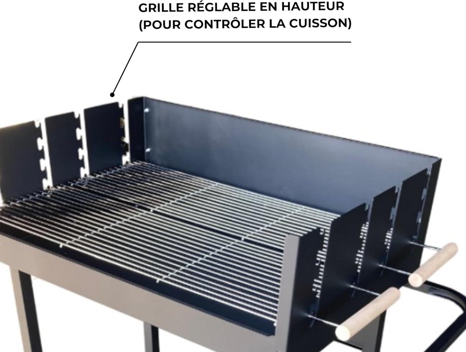 bleujardin - Serena - XXL - Barbecue charbon acier, grille réglable