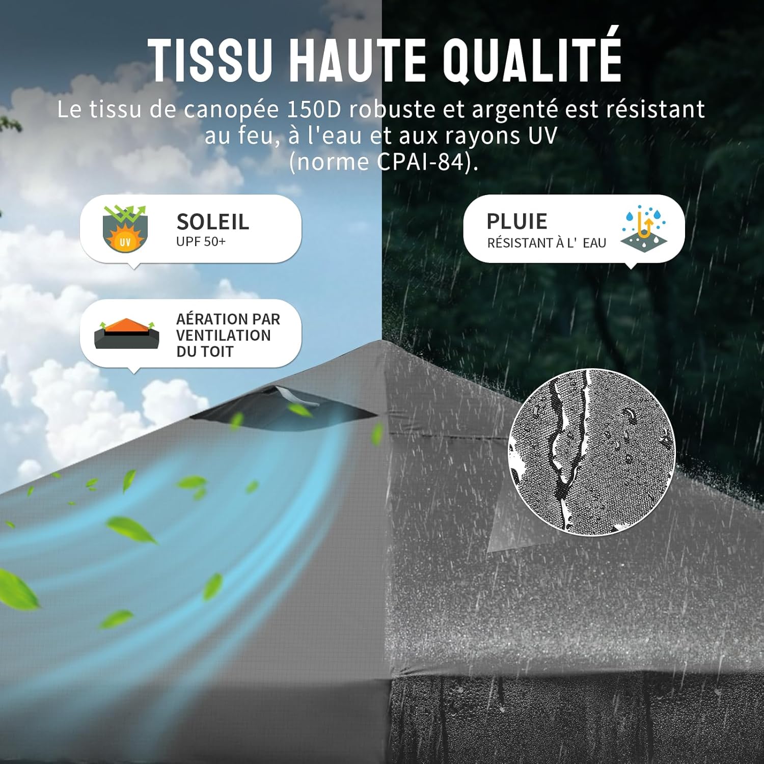 bleujardin Tonnelle Pliante 3x3 Imperméable, Barnum Pliant de Jardin Exterieur, Pop-Up Gazebo avec Sac de Rangement, UPF 50+, avec 4 Parois Latérales Amovible, 4 Sac de Sable, Gris