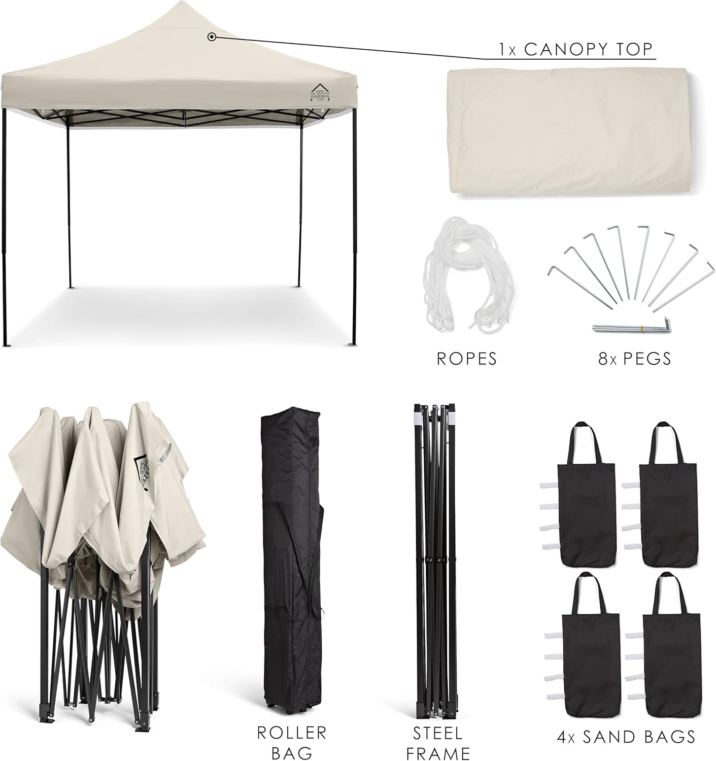 bleujardin - Tonnelle pliante série premium - 3x3m - étanche, parois latérales, accessoires, haute qualité