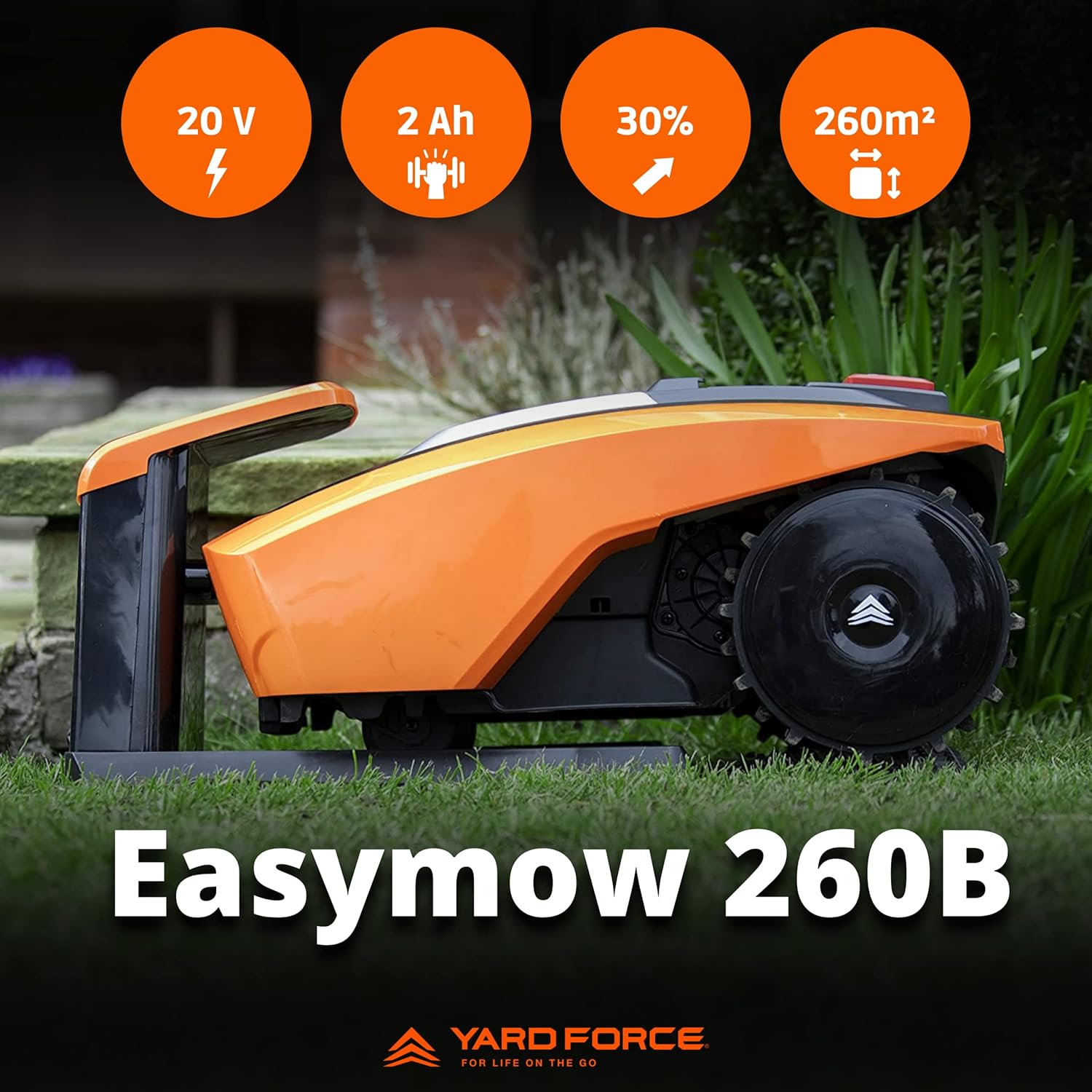 bleujardin - Easymow 260B - 260m² - robot tondeuse, noir/orange