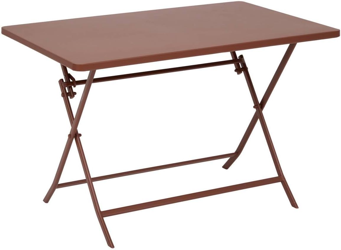 bleujardin - Greensboro - 110x70 cm - table pliante 4 places acier acajou
