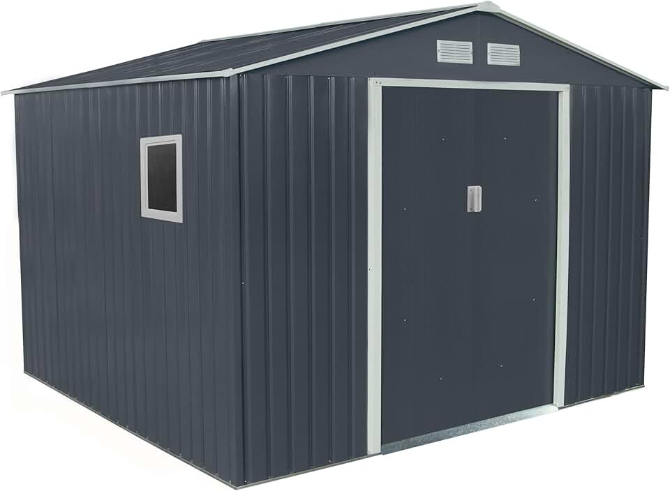 Abri de jardin métal - 7,06m² - fenêtre latérale, kit ancrage, 212cm