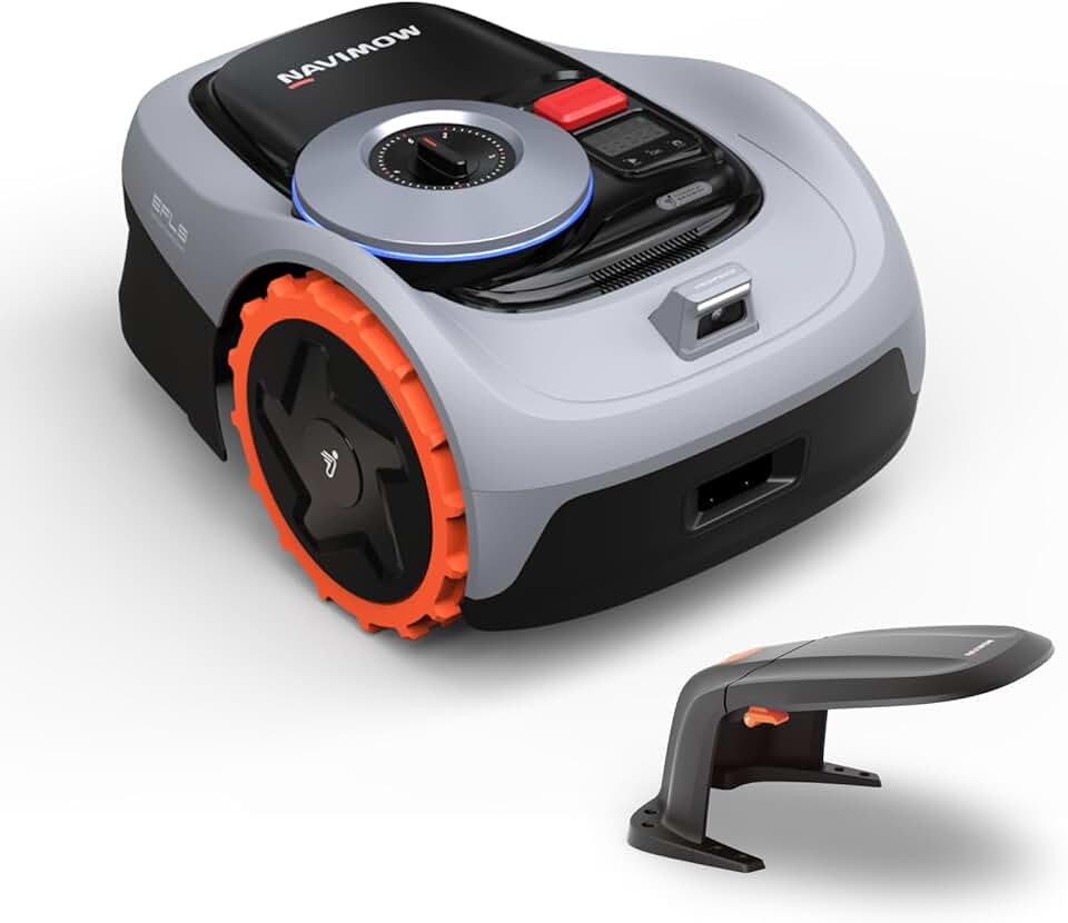 Segway bleujardin i105E et Garage S, Robot Tondeuse sans Fil périphérique, rec. 500 m², Max. 600 m², RTK+Vision Tondeuse Robot Gazon, IA cartographie Automatique, Limite virtuelle, Gestion multizone