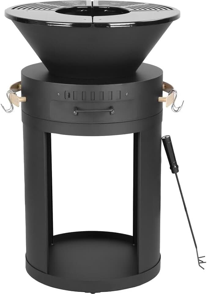 Barbecue plancha bleujardin charbon/bois, Cesar - 49x49x92cm, noir