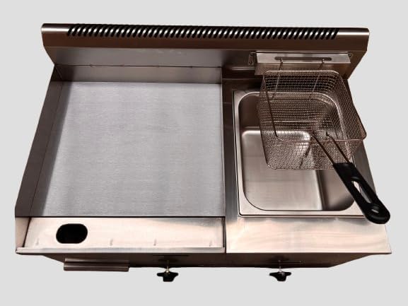 Plancha gaz inox combinée friteuse, 9400W, butane/propane