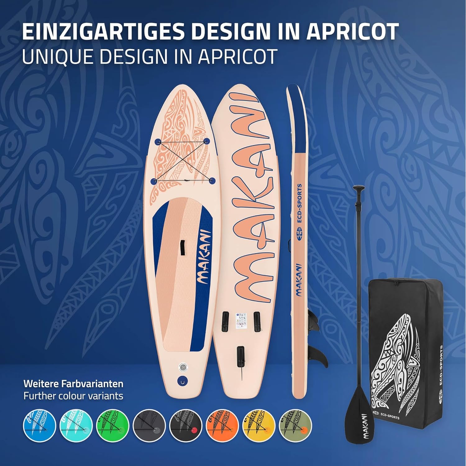 bleujardin Stand Up Surf Paddle Board Gonflable 305/308/320/380 cm | PVC | jusqu'à 120/150 kg | Épaisseur 10/15 cm | Planche de Surf Pagaie Sac de Transport Pompe à Air | Diverses Couleurs Modèles