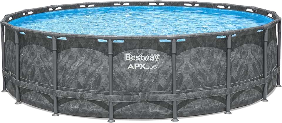 bleujardin Kit Piscine Hors Sol Ronde APX 365-549 cm x 549 cm x 132 cm - Gris foncé