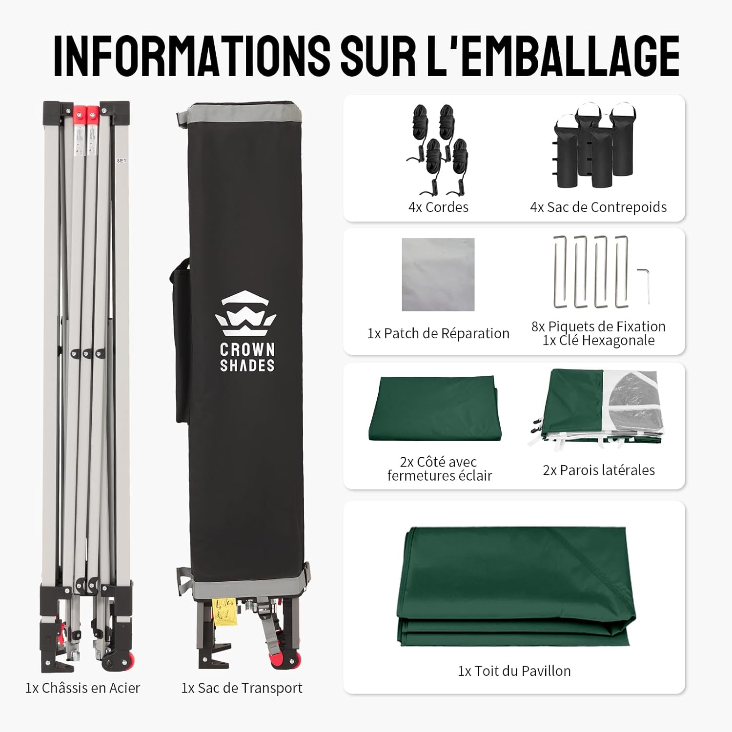 bleujardin Tonnelle Pliante 3x3 Imperméable, Barnum Pliant de Jardin Exterieur, Pop-Up Gazebo avec Sac de Rangement, UPF 50+, avec 4 Parois Latérales Amovible, 4 Sac de Sable, Vert Forêt