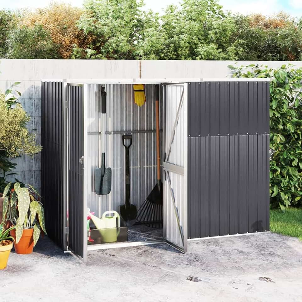 bleujardin abris de Jardin Metal cabane de Jardin Acier galvanisé - Remise pour Outils - abri vélo - abri Poubelle-résistant aux intempéries- Portes verrouillables-Anthracite 225 x 89 x 161 cm