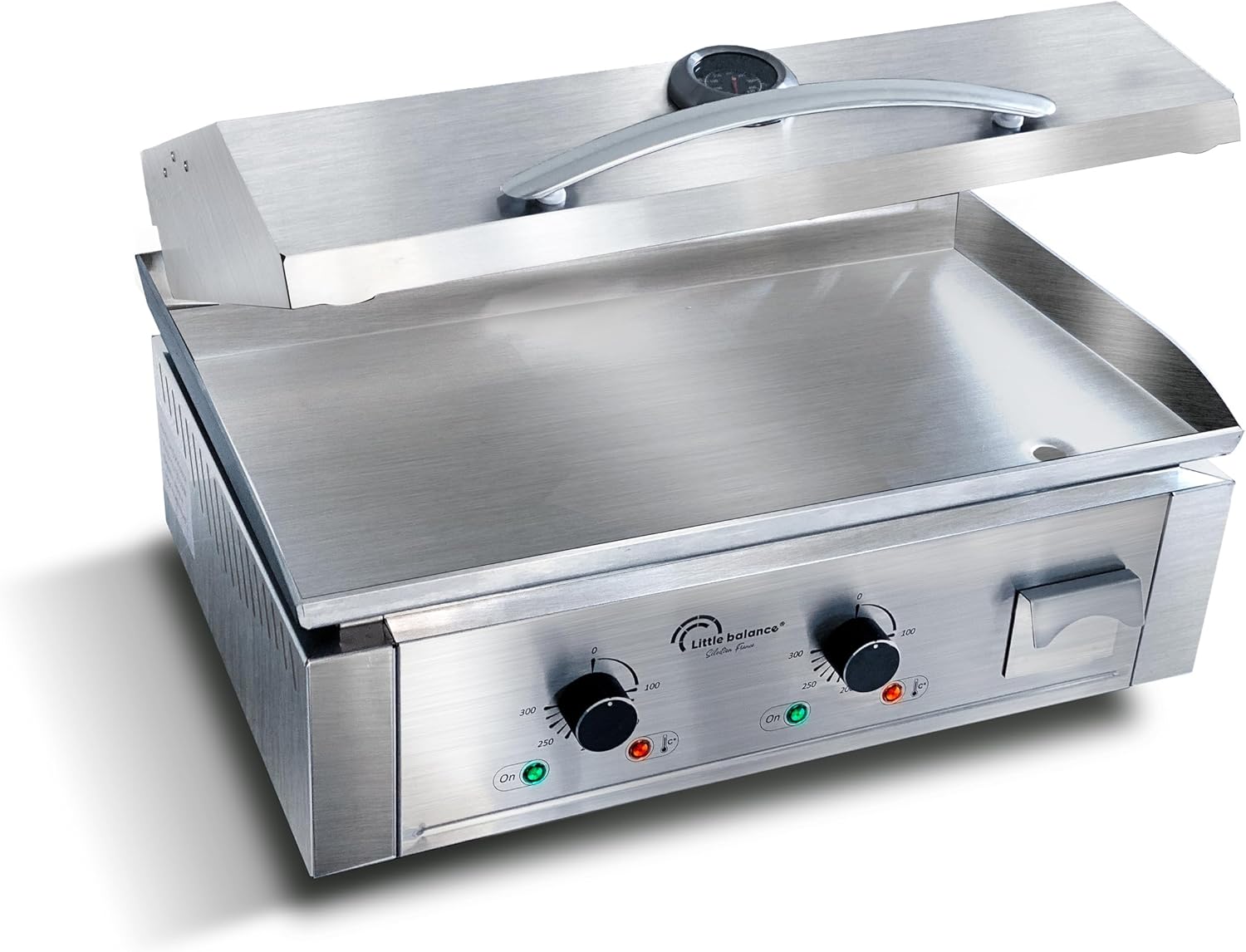 bleujardin - Aquitaine Pro Plus - plancha inox 2 zones, couvercle, 3500W - 8473