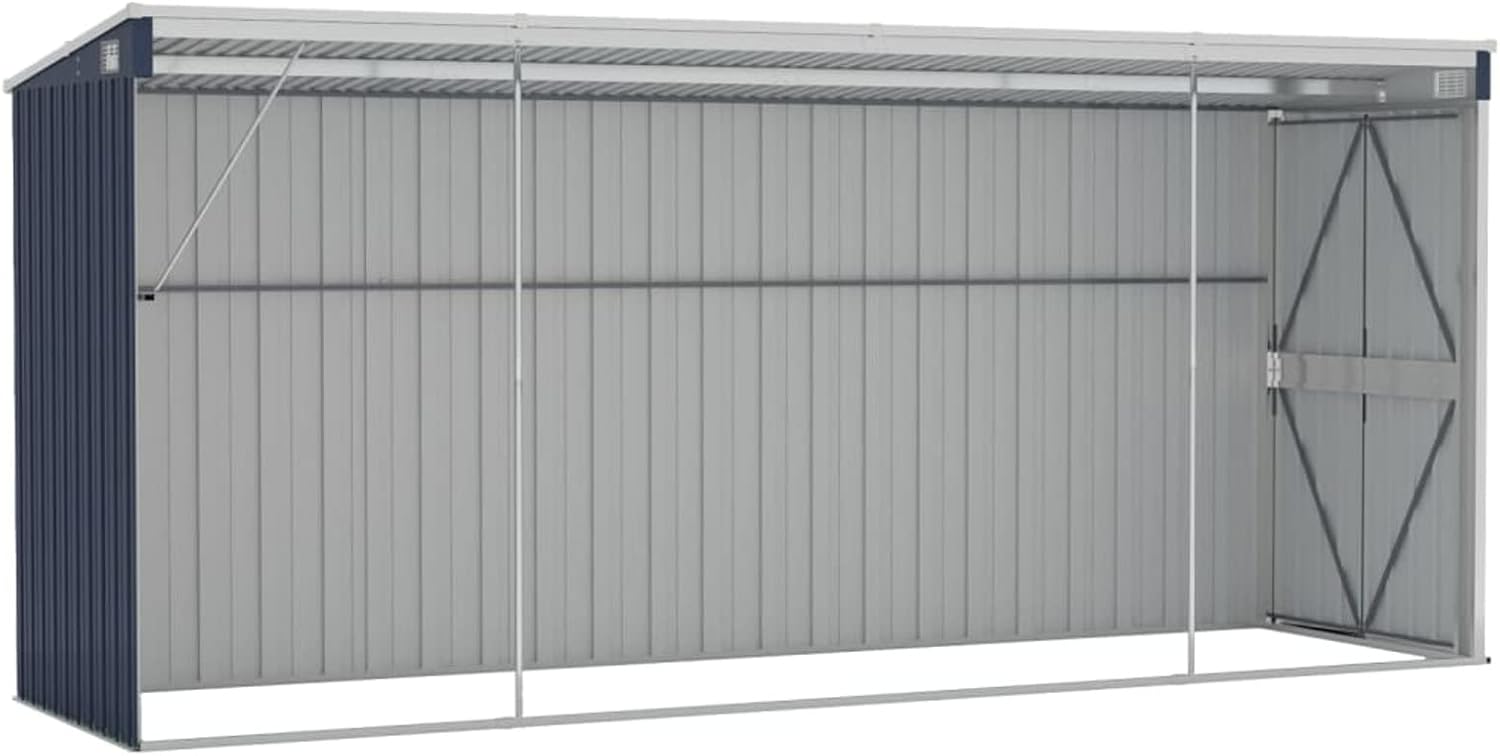 Abri de jardin mural en acier galvanisé 118 x 382 x 178 cm