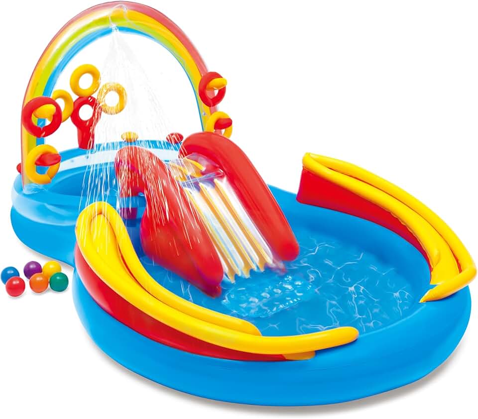 bleujardin - Rainbow Ring Play Centre - 297x193x135 cm - piscine gonflable, multicolore